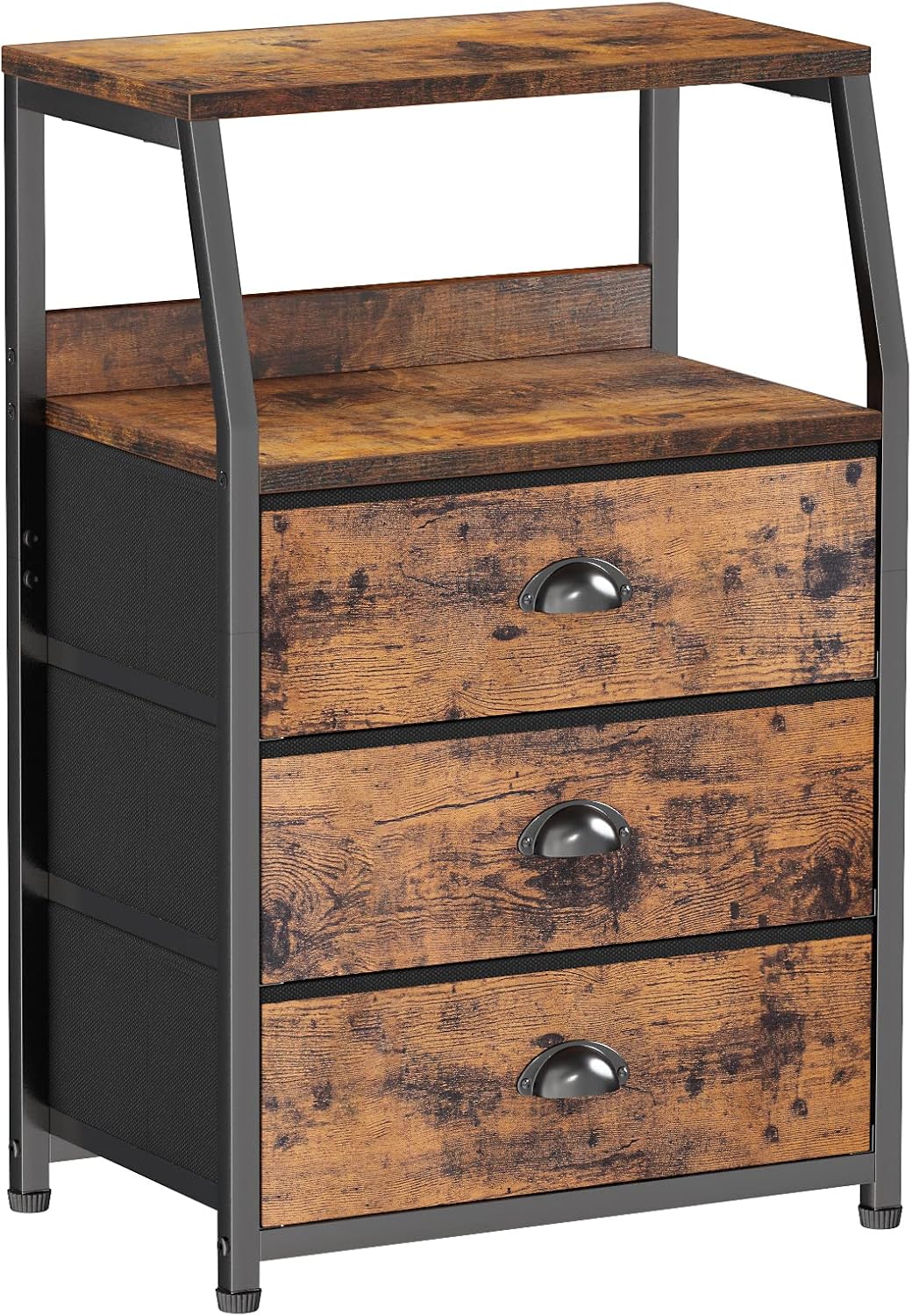 Nightstand with drawers and shelf